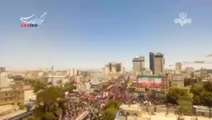 تصویری از فراز خیابان امام رضا(ع) مشهد مقدس و خروش مردم برای وداع با رهبر شهید انقلاب